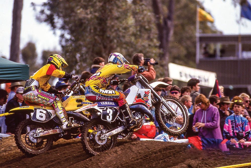 Classic vintage motocross moment